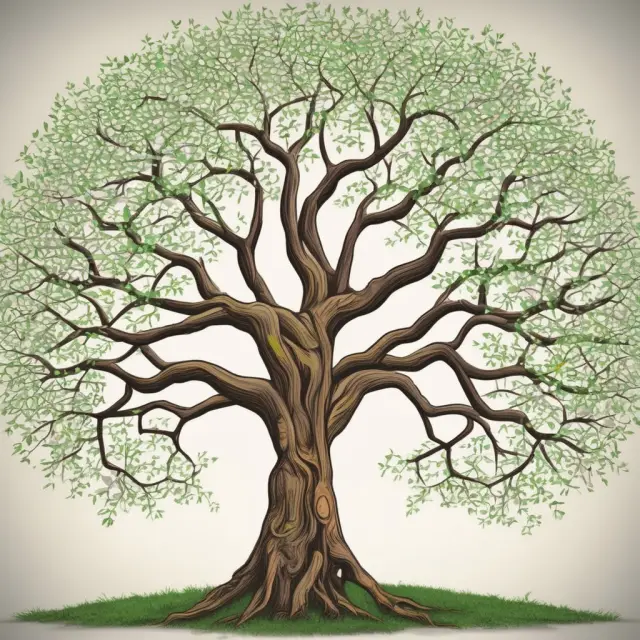An image of various professions, represented by branches, growing from the same tree, symbolizing successful partnerships among doctors, lawyers, and artists