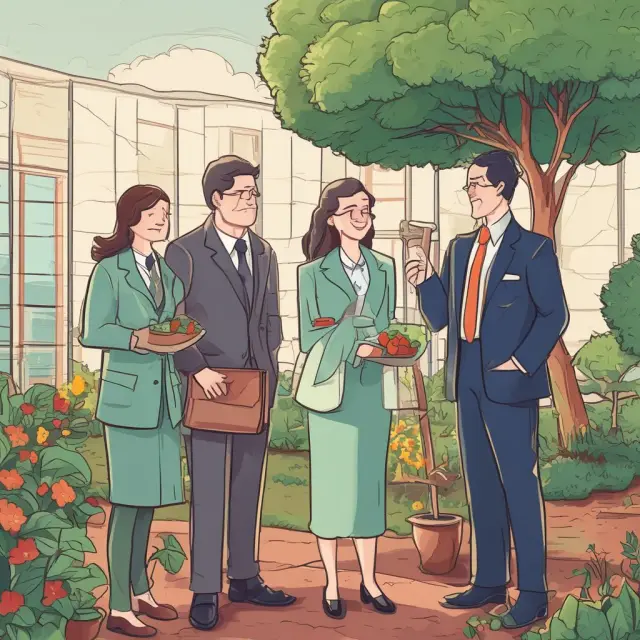 A general partner, represented by a gardener, grows a thriving business with the support of lawyers and doctors