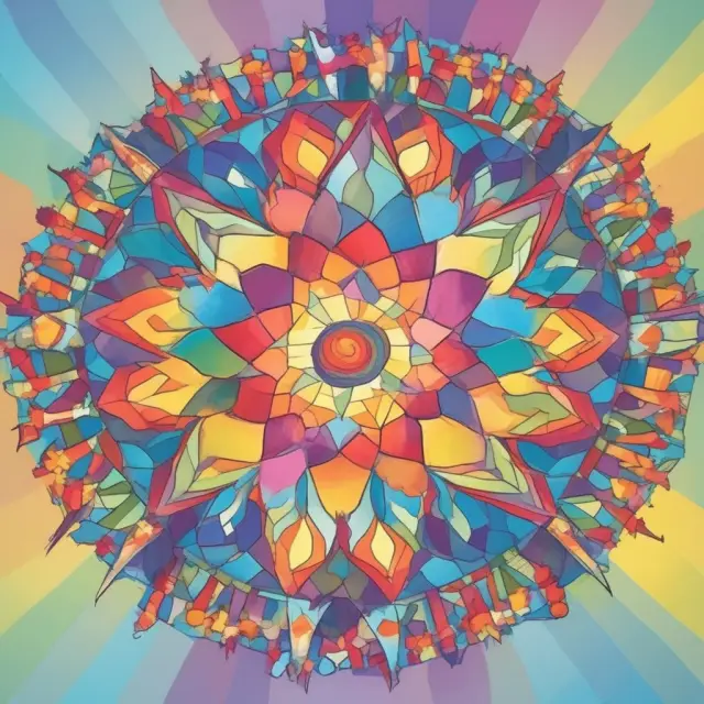 A colorful kaleidoscope displaying generations as distinct shapes and patterns, symbolizing the need for businesses to bridge generation gaps by acknowledging their unique characteristics