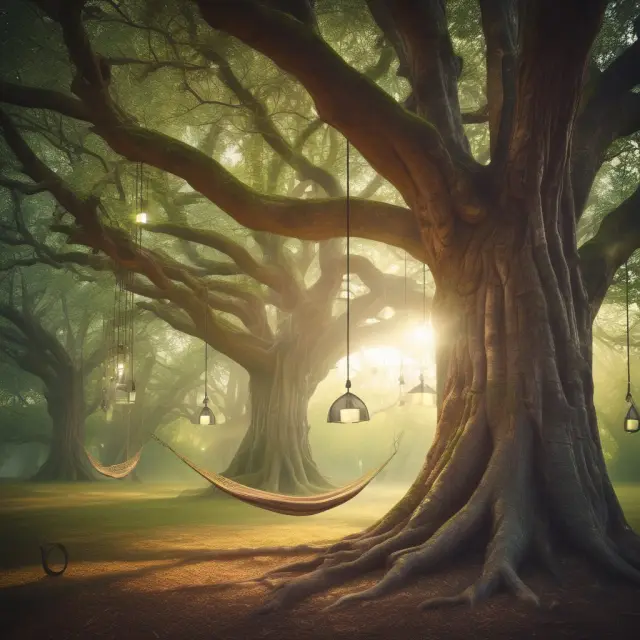 A generational pendulum swinging between a tree symbolizing wisdom and deep roots, representing older generations, and a digital seedling, symbolizing younger generations.