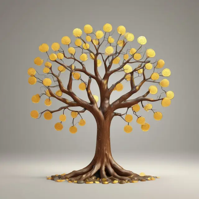 Golden dynasty tree bearing branches of interconnected generations, symbolizing wealth preservation through tax-minimizing trusts