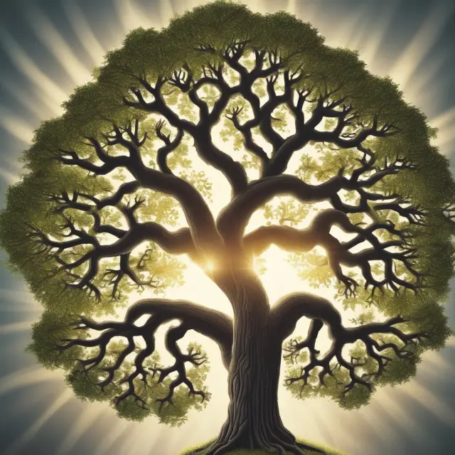 Dynasty tree with branches extending towards the sun, symbolizing wealth preservation across generations and mitigating GSTT