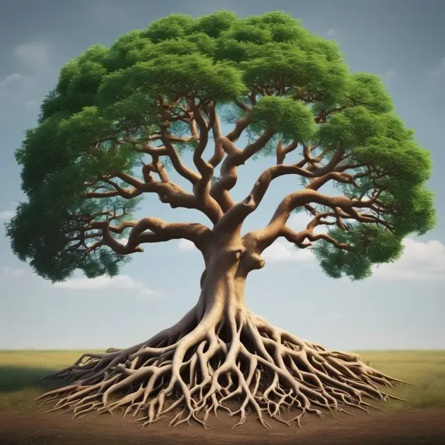 An image depicting a generational tree with roots representing current generations intertwining and branching into future generations, highlighting the benefits of a generation-skipping trust