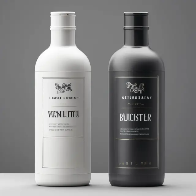Comparison of a generic bottle with a plain label and a branded bottle side by side, reflecting their cost and value in various industries