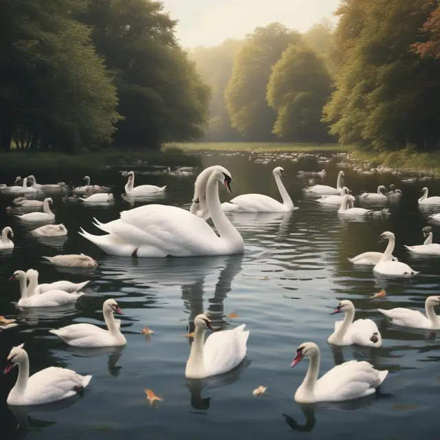 An elegant swan pond with private label brands, while geese symbolize generic alternatives.