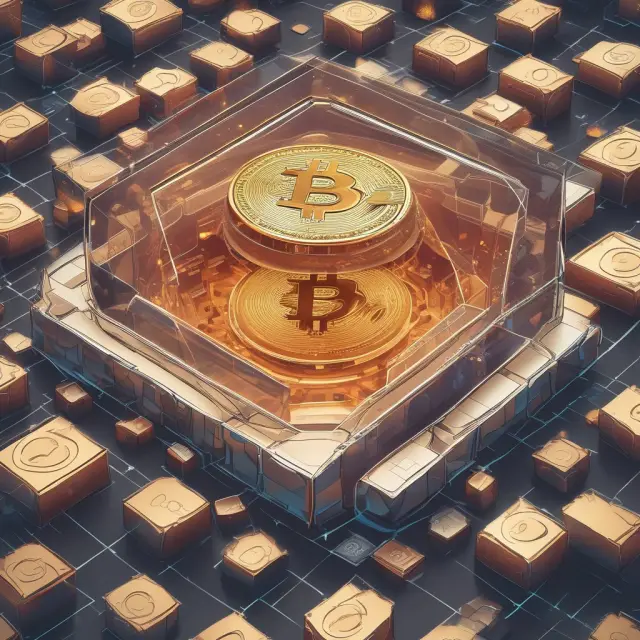 Unspendable Genesis Block Bitcoin in a time capsule surrounded by interlinked blocks, representing the transparent and immutable Bitcoin blockchain.