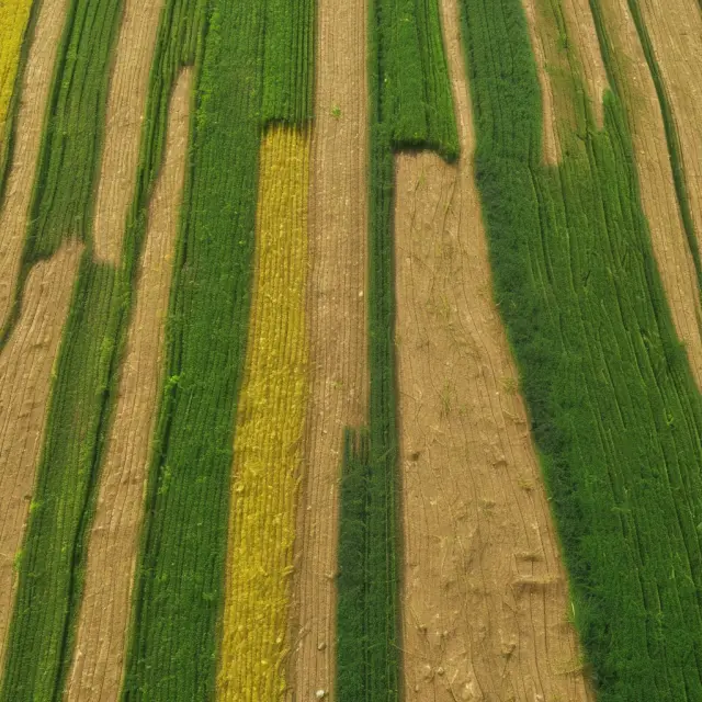 A diverse cornfield with genetically modified crops: Bt Corn, Roundup Ready Soybeans, and Golden Rice, growing side by side