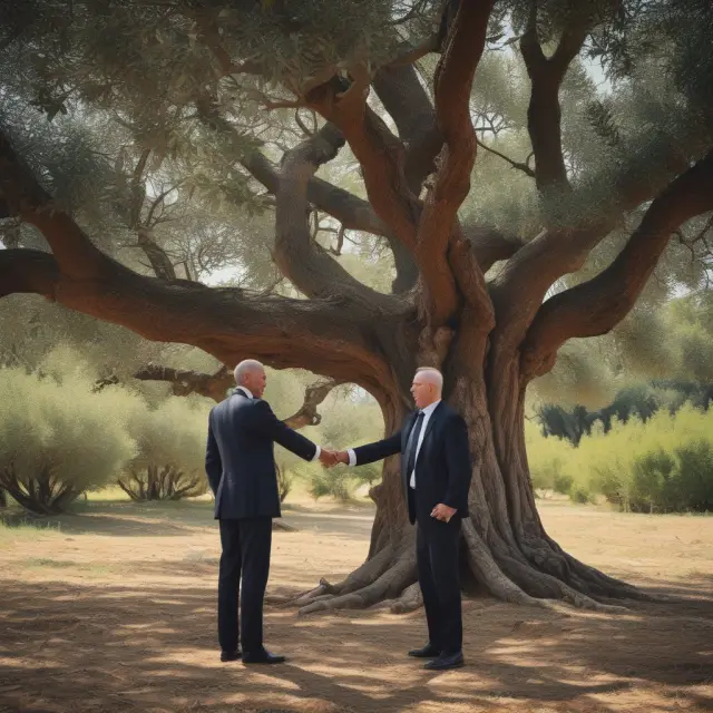 Two gentlemen shaking hands under an old olive tree: A metaphor for trust, honor, and the historical significance of gentlemen