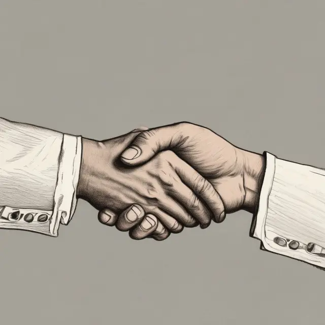 Hand holding a formal contract next to a gentlemen