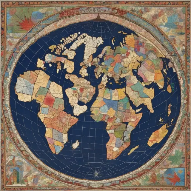 A vibrant, colorful mosaic globe featuring interconnected continents, representing the benefits and importance of geographical diversification in investments.