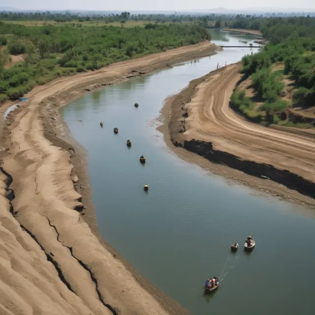 A river symbolizing the flow of labor between regions, connecting economies and promoting economic growth.