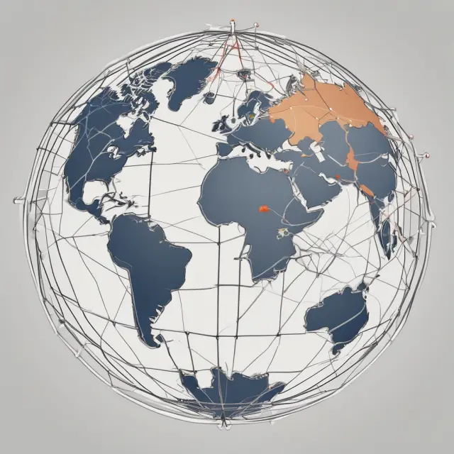 A global map illustrating e-commerce geographical pricing with various countries depicted as scales, representing consumer preferences and taxes impacting pricing strategies.