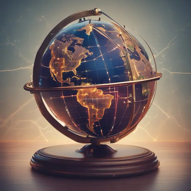 Globe with a laser pointer signifying geolocation