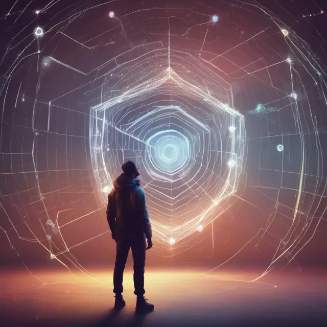 Person shielding themselves from location data, symbolizing privacy protection in financial services.