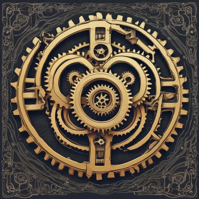 Intertwined gears represent the compounding effect and importance of geometric mean for calculating accurate long-term investment performance