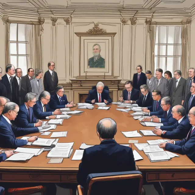 Around a table, central bank governors and policymakers discuss the GFSR