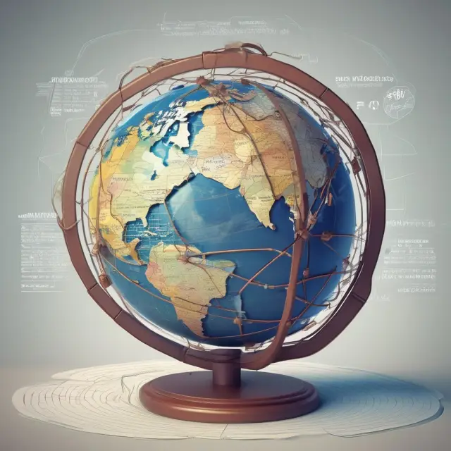 A world globe interconnected with financial stability indicators, illustrating the GFSR