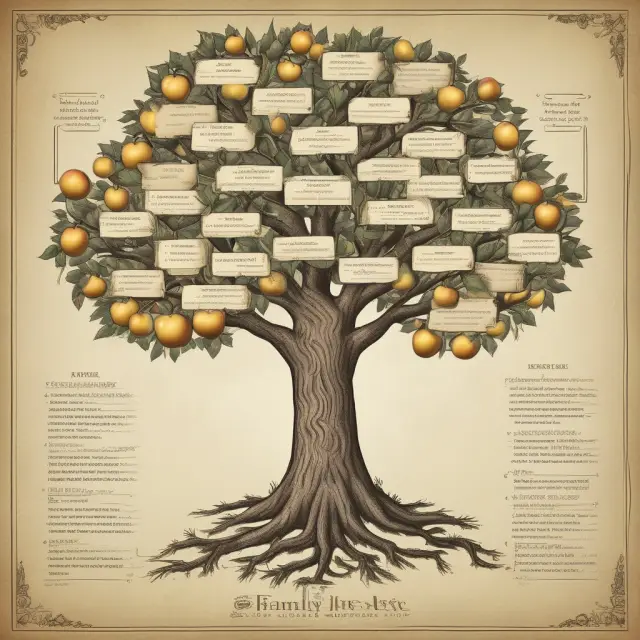 Golden apples symbolizing opportunities bloom on a family tree, representing the impact of GI Bill
