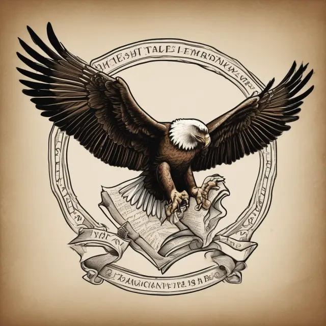 An eagle flying over a scroll inscribed with the GI Bill logo - education for veterans
