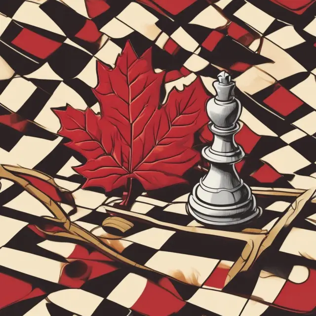 Canadian shield safeguarding a golden GIC investment on a checkered board, representing financial security through CDIC deposit insurance.