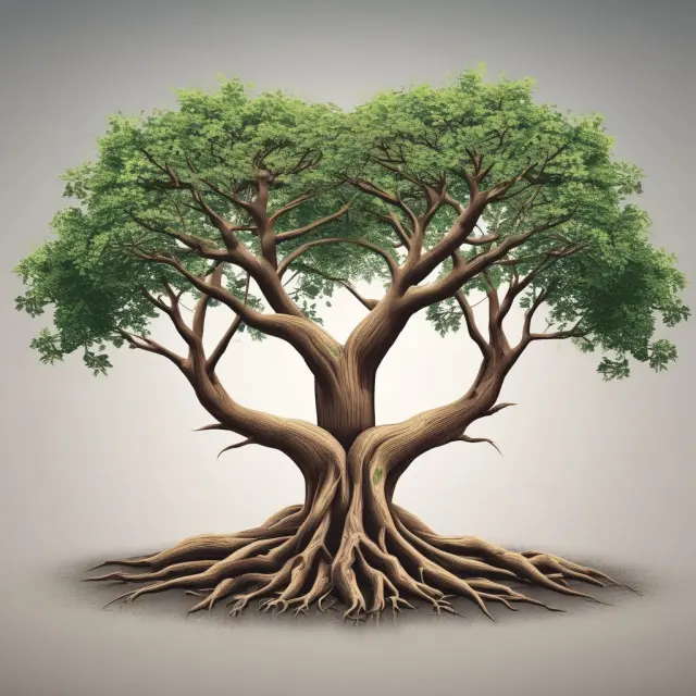 Two intertwining trees symbolize GICS and ICB. Roots differ, yet branches evolve with businesses in a metaphorical exploration of industry classification systems.