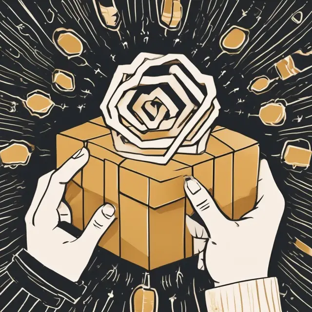 Two hands, one representing shoppers and the other merchants, intertwined around a gleaming gold gift card, illustrating the shared advantages of using and selling gift cards