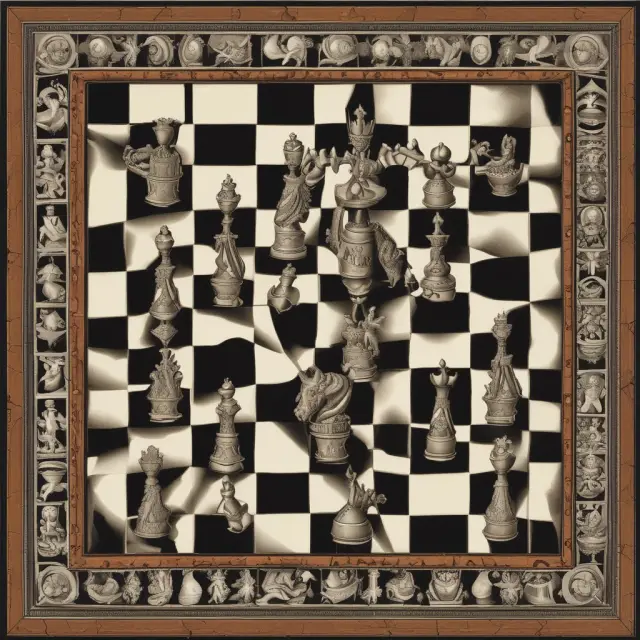 Two knights exchanging pearls on a chessboard, illustrating gift splitting strategies for maximizing wealth