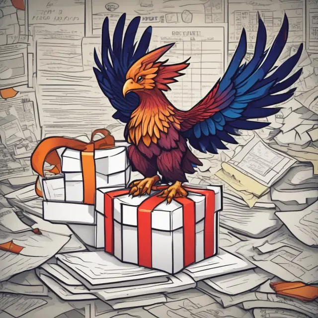 A mythical Phoenix arises from papers representing gift taxes and financial plans, highlighting the power of professional advice in minimizing gift taxes.