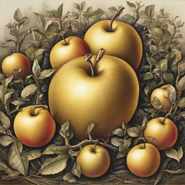 A golden apple symbolizing the allure of gifted equity, surrounded by thorns representing hidden complexities and responsibilities