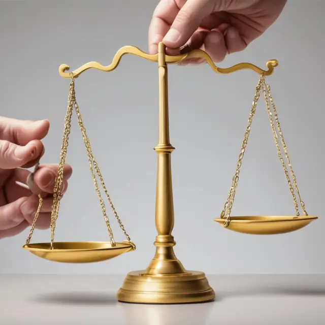 Golden scale with appraisal report balanced between two hands, illustrating a gift of equity transaction
