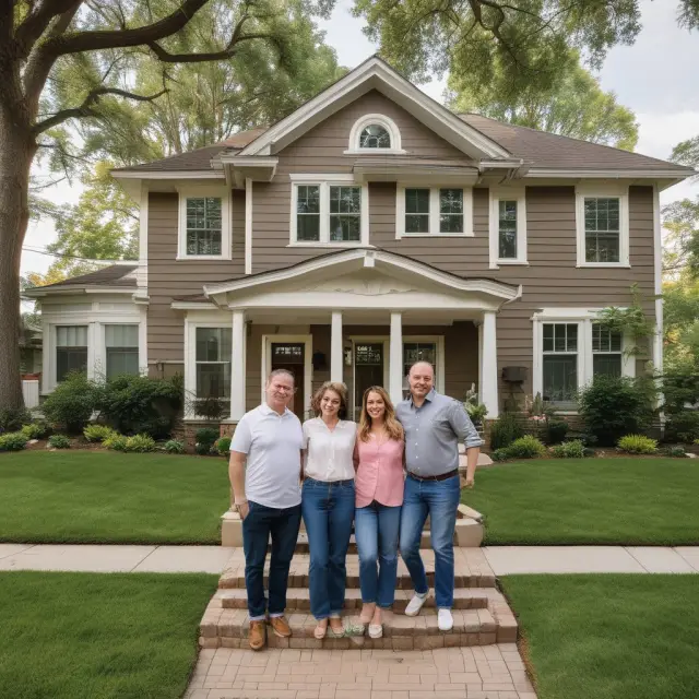 An intergenerational family passing a bridge of gifted equity to help secure different mortgage loans, enabling their loved ones to purchase homes.