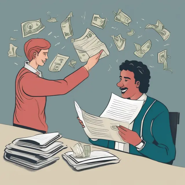 A donor hands a gift letter to the recipient while financial documents represent taxes, illustrating the relationship between gift letters and tax considerations.