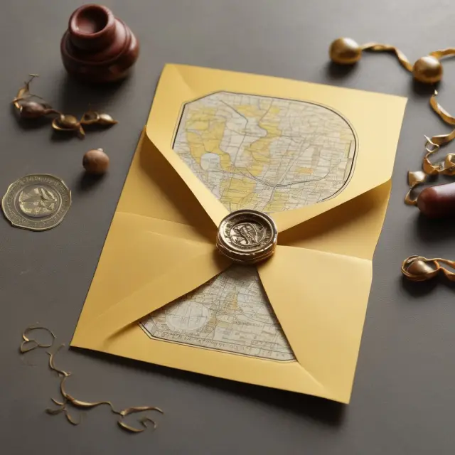 Golden envelope with a map unfolding, representing the importance of gift letters in estate planning and gifting strategies.