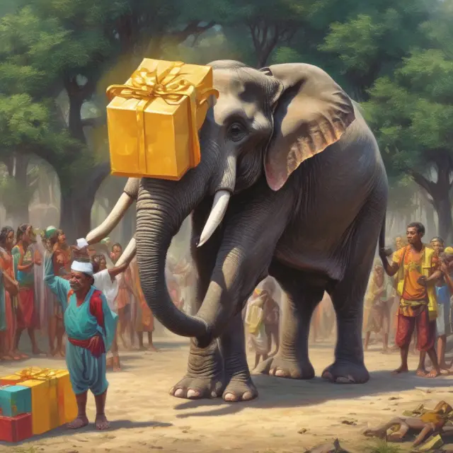 An elephant generously handing out golden bars to loved ones illustrates tax-exempt gifts to family members