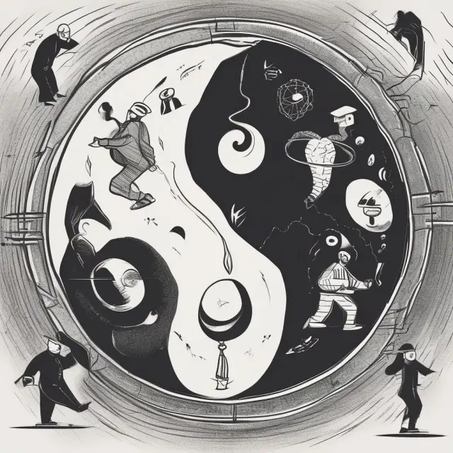 A yin-yang symbol representing the balance between flexibility and financial security in the gig economy