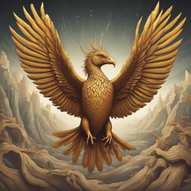 A gilded phoenix rising from a sea of interest rates, representing the resilience and reliability of gilt-edged securities