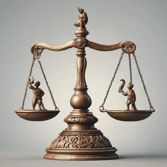 Three-headed beast pondering over Gini index limitations with scales of justice