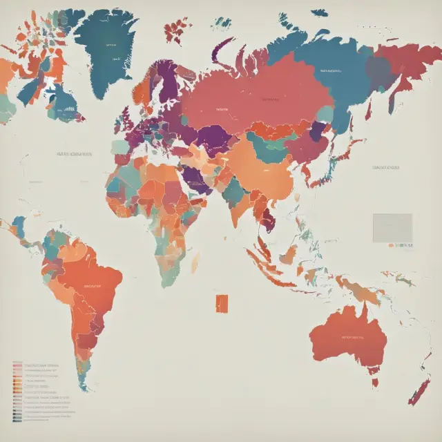 World map illustrating regional income inequality levels through Gini index comparisons