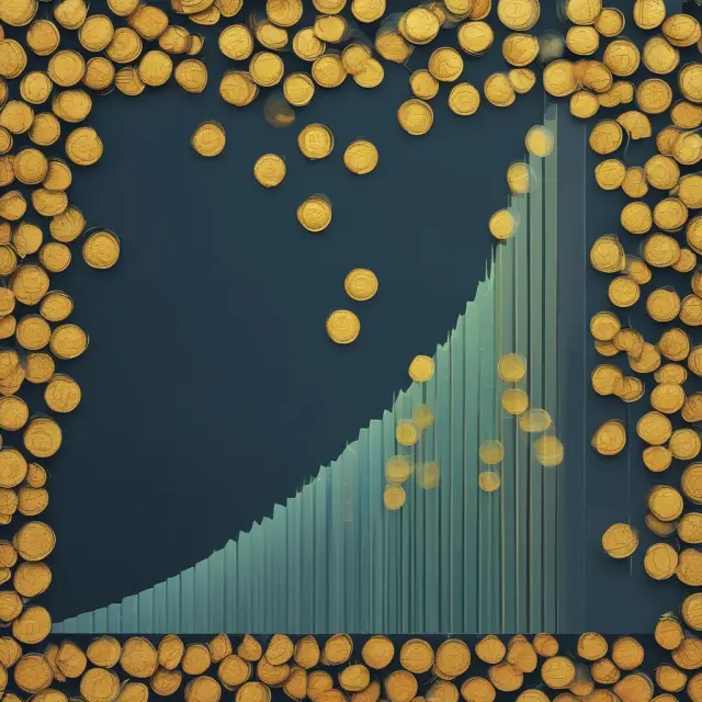 Golden coins flowing along a Lorenz curve: Illustration of the Gini index measuring income inequality.
