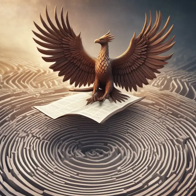A phoenix, shielded by financial compliance documents, rises from a maze to illustrate the vital role of Financial Privacy Compliance Officers in navigating GLBA regulations.