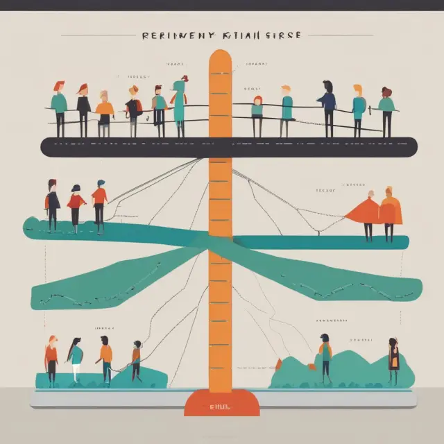 Visualizing a seesaw that balances risk tolerance (left) and retirement timeline (right), with three distinct asset allocation types: declining, static, and rising glide paths.