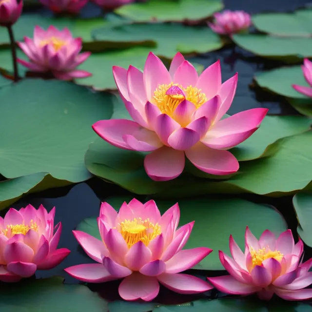 A garden with lotus flowers representing global macro hedge fund strategies blooming through Exchange-Traded Funds (ETFs)