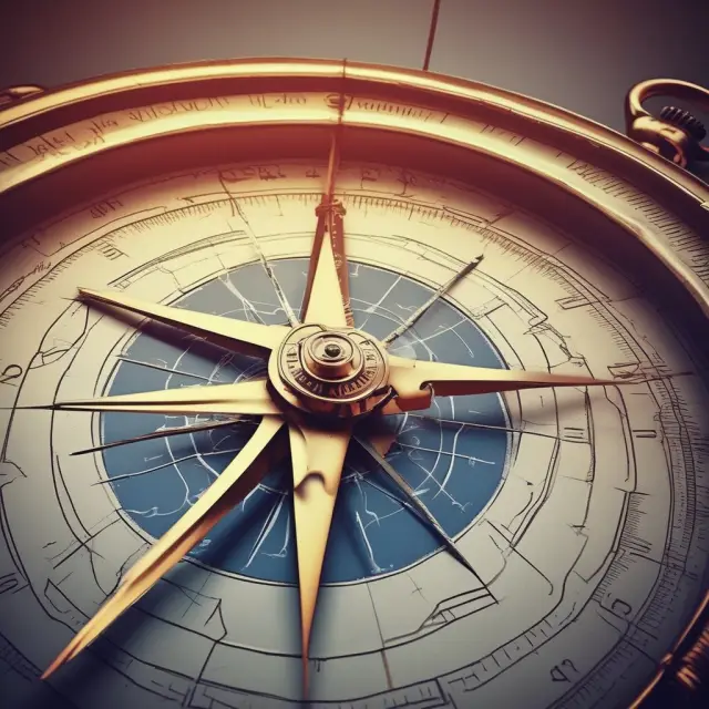 Compass representing global economy with shifting macro indicators: declining trade, capital flows, industrial production, employment, and consumer confidence
