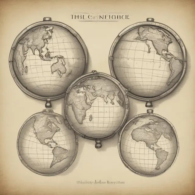 Three interconnected globes representing global economies, with parchment scrolls carrying insights gained during past economic downturns.