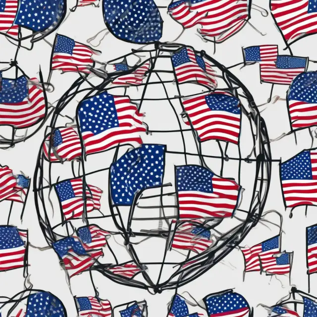 A globe encircled by interconnected European and American flags representing the international bond market and global bond issuance