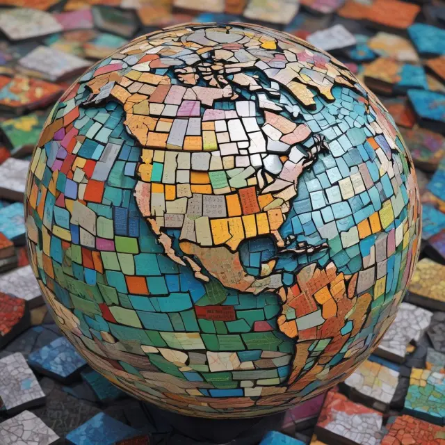 Interconnected currency tiles on a mosaic globe representing international fixed income securities and their impact on global markets