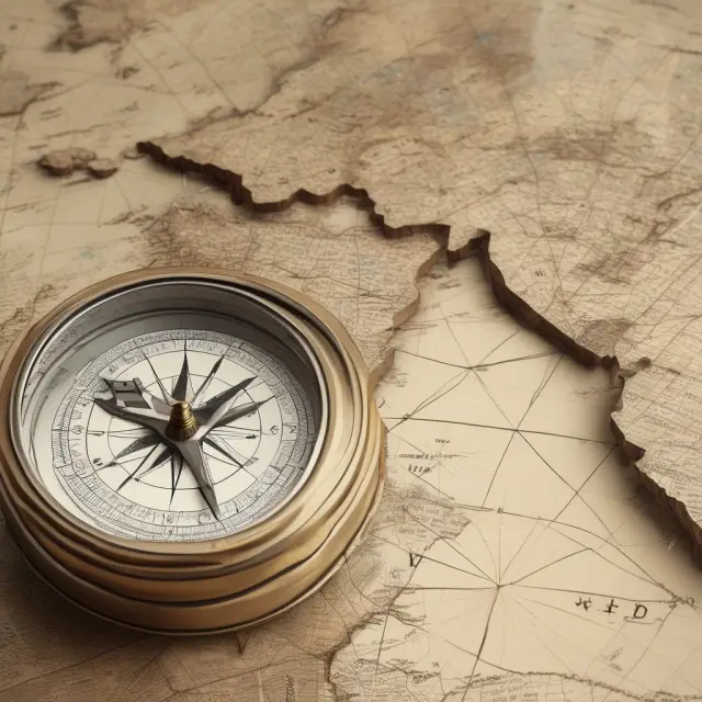 A compass on a world map indicates global investment opportunities