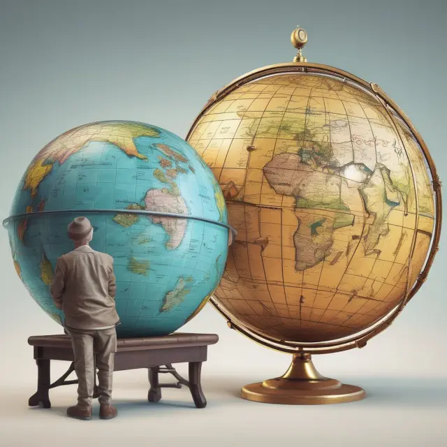 An active investor, represented as a person steering a globe, contrasted against a passive investor observing the globe orbit