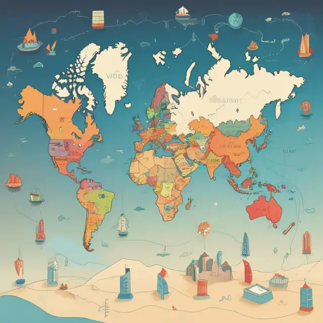 World map showing various investment pieces representing different asset classes and countries in a global funds context