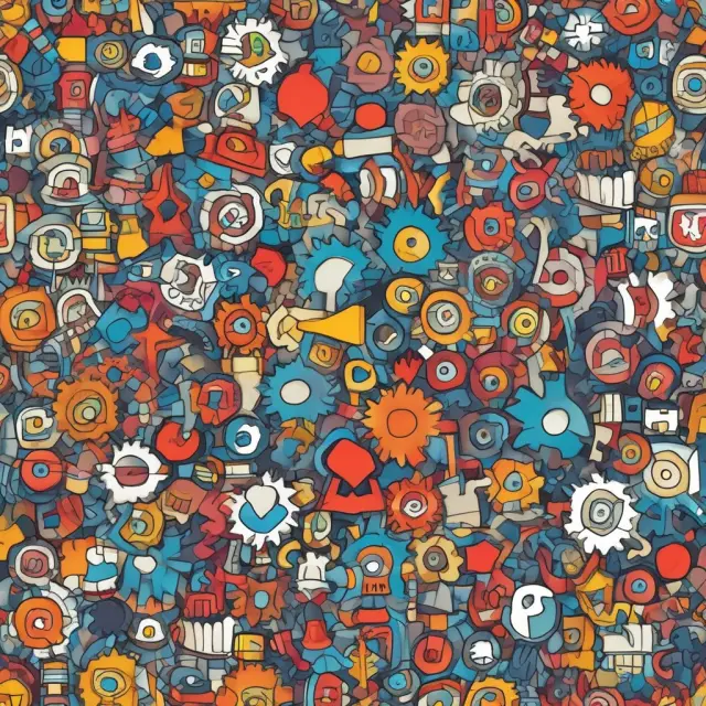 A diverse group of workers forming a mosaic, symbolizing the integration of labor markets in a globalized economy
